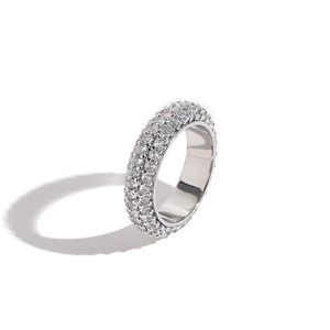 Großhandel Unisex Punk-Stil Vergoldeter Messing 3-Reihiger Ring mit Eingelegten Kubischen Zirkonia für Hochzeiten und Verlobungen - Product Image 6