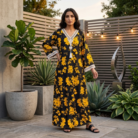 Nouvelle Collection – Abaya Vintage Noire en Polyester, Style Ample, Vente en Gros Usine, Robe Musulmane de Dubaï, Modeste, Longueur Cheville, Manches Longues, Arabie Saoudite