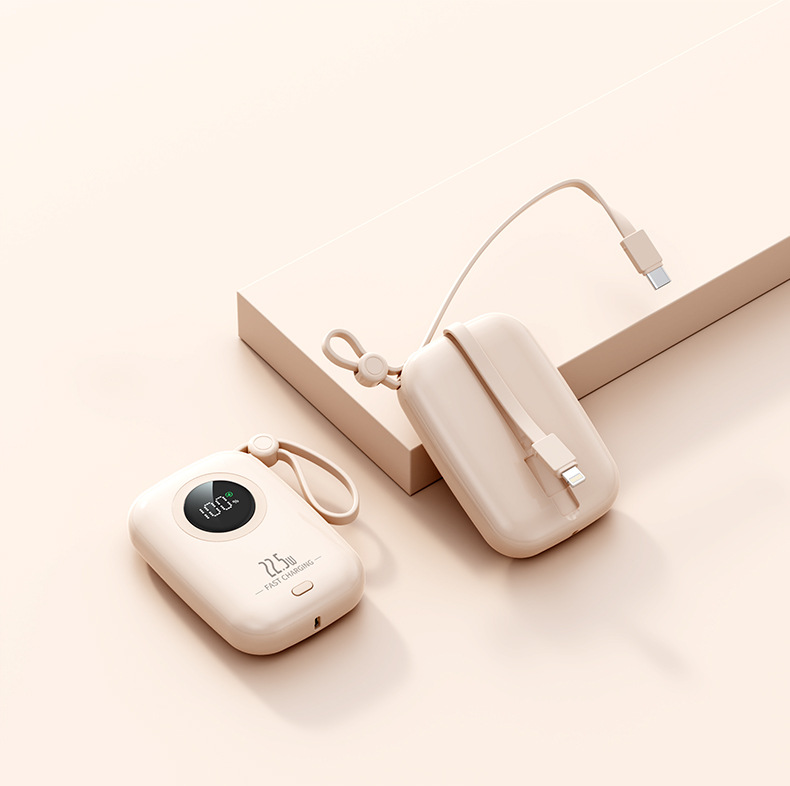 Peach Pink - Built-in 2 Cables 22.5W Super Fast Charging