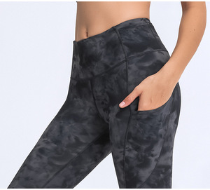 Mallas de Yoga para mujer, Leggings de cintura alta con estampado de glúteos y lazo suave, con bolsillos y sensación desnuda, para Fitness y gimnasio, DL021 - Product Image 3