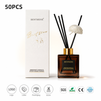 Ensemble diffuseur de parfum en verre apothicaire 200 ml avec fleurs Sola et bâtonnets naturels, coffret cadeau de parfum d'ambiance pour salle de bain, marque privée