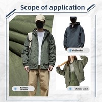 Trench-coat en tissu brocart teint 200D tissé 100% nylon texturé froissé, hydrofuge, épaissi, résistant à l'abrasion et coupe-vent