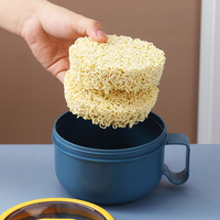 Boîte à lunch ronde pour soupe de nouilles, cuillère intégrée, anti-fuite, hermétique, compatible micro-ondes, 900 ml, sans BPA, portable pour l'école et le bureau