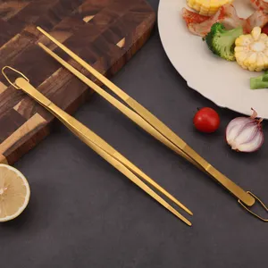 Premium 30cm 40cm Golden Stainless Steel Salad And Spaghetti Tongs For Kitchen Utensils BBQ Cleaning And Cooking Tools