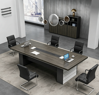 Table de conférence et de formation longue, de type panneau, épaissie, en bambou, design moderne, série Gold Drill 04