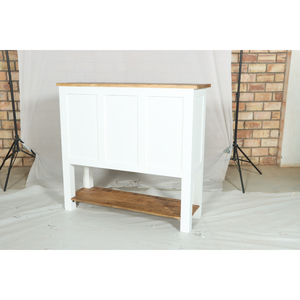 เคาน์เตอร์บาร์บานเลื่อนสไตล์ชนบท Muro สีขาว พร้อมท็อปไม้ธรรมชาติและชั้นวางของ - Product Image 4