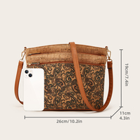 Tas Selempang Wanita Model Retro Cetak Kecil, Tas Bahu Cork Fashion Wanita, Mewah, Laris Manis