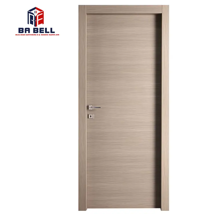 Light Walnut Wooden Veneer Italy Cheap Price Simple Wood Room Door Good Quality Swing MDF Interior Entry Doors