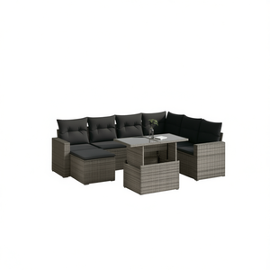 Dark Gray Pe Rattan Garden <b>Sofa</b> <b>Set</b> 6 Seater Outdoor Furniture Contemporary Weather Resistant Patio <b>Set</b> - Product Image 1