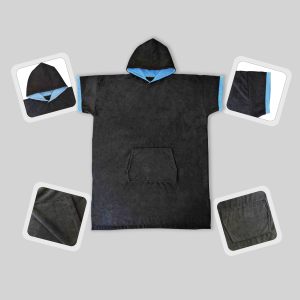 Peignoir de plage à capuche <span class=keywords><strong>en</strong></span> microfibre éponge personnalisé avec logo, taille unique - Product Image 2