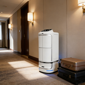 Robot de livraison hôtelier personnalisé avec double compartiment de stockage, navigation <span class=keywords><strong>autonome</strong></span> et système de service intelligent connecté IoT - Product Image 1