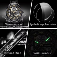 Für 3173 Edelstahl & Lederarmband Automatische Mechanische Armbanduhr Herren Chronograph Luxusuhr mit Zeigerzifferblatt
