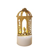 Belle or LED bougie en gros fer Art LED bougie lanternes dorées moyen-orient photophore lanterne décorative avec batterie