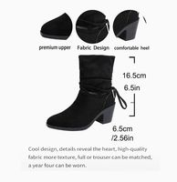 Bottines à talons épais et pointus noires de grande taille pour l'automne et l'hiver, nouvelles bottes à talons hauts pour femmes, mode féminine