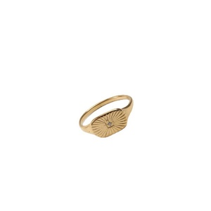 Fashion Trendy Engrave Stainless Steel North Star <b>Ring</b> Gold Plated Oval Shape CZ <b>Crystal</b> starburst <b>Ring</b> - Product Image 5