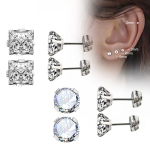 Body Piercing Jewelry Factory ASTM F136 Titanium Pair of Zircon Buttfly Button Clip Earrings <b>Studs</b> Earring for Women - Product Image 1