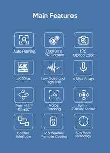 4K AI Voice Tracking PTZ Camera NDI Auto Framing Gesture Control <b>USB</b>-<b>C</b> Webcam Video Live Video Camera Live Stream for YouTube - Product Image 6