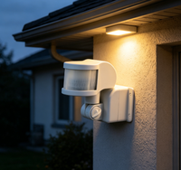 Détecteur infrarouge extérieur IP44 180° avec interrupteur, 110-240V, max. 1200W, pour ampoules incandescentes 300W, économie d'énergie, Lux réglable, temporisation, lampe murale