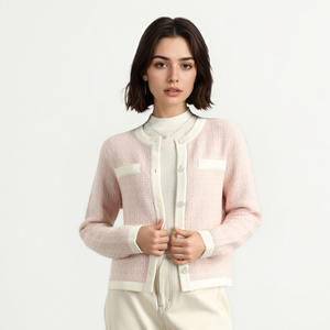 Женский трикотажный кардиган из натуральной шерсти, с круглым вырезом и 100% - Product Image 2