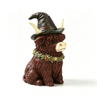 Nouvelle figurine mignonne de vache des Highlands pour Halloween, cadeau pour la maison, décoration d'ambiance de Noël, ornement en résine
