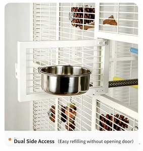 Cage à perroquets de luxe grande et haute pour ara, cage panoramique à double porte vitrée, cage à <span class=keywords><strong>oiseaux</strong></span> d'intérieur en acier au carbone robuste avec éclairage LED - Product Image 6