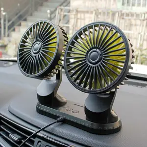 Ventilador de carro de cabeça dupla f404, ventilador abs dupla usb para carro 12v 24v ventiladores automotivos universais