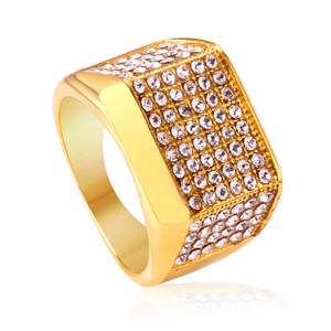 Новейшая Саудовская Аравия <span class=keywords><strong>18K</strong></span> PVD позолоченное обручальное кольцо с фианитами ювелирные изделия дизайн цена кольца из нержавеющей стали - Product Image 1