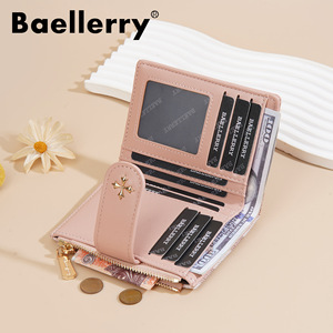 กระเป๋าสตางค์สั้นผู้หญิง Baellerry ลายเพชรสีชมพู กระเป๋าใส่เหรียญแบบซิปบางเฉียบ ใช้ได้ทุกวัน - Product Image 2