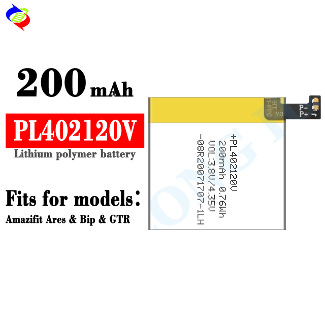 Battery 200mAh PL402120V Battery for Huami Amazifit Ares Bip GTR Smart Sport Watch A1608 402120 Batteries