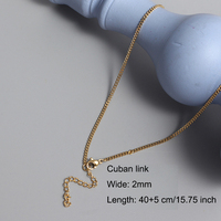 Collier Chaîne PVD Or 18K Acier Inoxydable Pendentif Chaîne Maille Serpent Cubaine Étanche