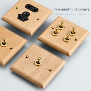 UK EU Standard Wood Wall Light Switch Home <b>Socket</b> <b>Double</b> <b>Single</b> Pole Self-locking Max Current 16A/13A/10A/20A/40A - Product Image 5