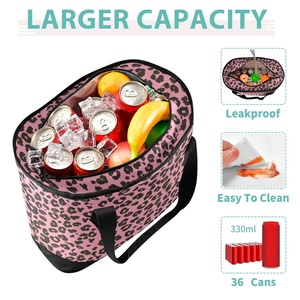 Sac isotherme à bandoulière multi-compartiments motif léopard rose hawaïen personnalisé – Sac fourre-tout isotherme pour le déjeuner - Product Image 4