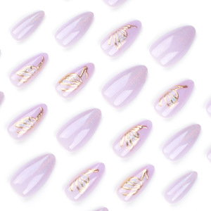 <span class=keywords><strong>Uñas</strong></span> Postizas de <span class=keywords><strong>Gel</strong></span> Suave con Forma de Almendra Corta, Color Sólido, Diseño Simple en Morado para Dedos, Venta al Por Mayor en Alta Cantidad - Product Image 4