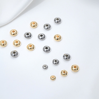 Perles entretoises rondes géométriques en acier inoxydable plaqué or 14 carats, 4 mm, 5 mm, 6 mm, pour la fabrication de bijoux et bracelets DIY