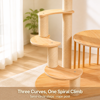 Arbre à chat multifonctionnel en bois massif à plusieurs niveaux avec capsule spatiale, poteau en sisal, condo pour chat, griffoir et perchoir
