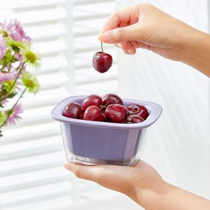Bol de lavage et d'égouttage double couche pour fruits et légumes, passoire en PET, mini panier d'égouttage en plastique pour aliments - Product Image 4