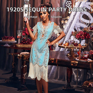 Vestido Flapper Vintage Años 20 Estilo Gran Gatsby para Mujer, Bordado con Lentejuelas, Cuello Cuadrado, Silueta Ajustada, Ecológico, Sexy, con Hombros Descubiertos - Product Image 2