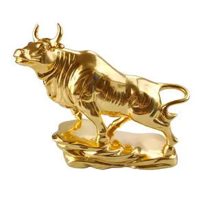 Fabrik preis Großhandel Kupfer produkte nach Hause Fengshui Metall Stier Dekoration Gold Vieh Messing Ornamente Ochsen Metall Design Handwerk