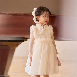 Vestido de niña OEM ODM con volantes, sin mangas, de malla y tul, elegante y bonito, para niñas, estilo princesa. - Product Image 2