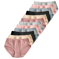 Women's Cotton Panties Breathable Comfortable Mid-Waist Underwear Healthy Ladies Briefs Multi-color Soft Cotton Lingerie