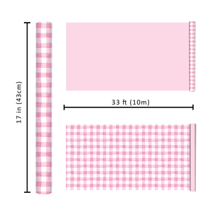 Pink Gingham Check Wrapping Paper Custom Print Baby Shower <b>Gift</b> Wrap for Girl Birthday Party Decorative Packaging Paper - Product Image 6