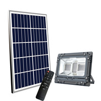 Panneaux lumineux RVB extérieurs de sécurité solaire extérieure super lumineuse avec contrôle RF Bluetooth Rechargeable IP67 projecteur de musique 300W