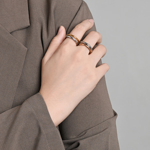 Minimalist Geometric <b>Ring</b> For Women 18K Gold Plated Titanium Steel Index Finger Jewelry Gift - Product Image 2