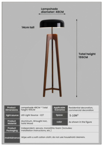 Lampadaire en bois JYLIGHTING, style nordique créatif, pour salon, <span class=keywords><strong>chambre</strong></span>, maison <span class=keywords><strong>d</strong></span>'<span class=keywords><strong>hôtes</strong></span>, hôtel, à placer près du canapé, lampadaire vertical - Product Image 3