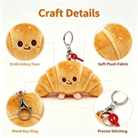 Porte-clés en peluche Croissant, mignon et doux, en forme de nourriture, avec logo personnalisé