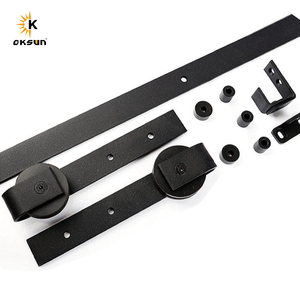 Oksun Rắn Phần Cứng Thép Không Gỉ Barn Door Theo Dõi <span class=keywords><strong>Kit</strong></span> Side Treo Tường Đường Sắt Thiết Lập Bền Bánh Xe Cao Su Trượt Cửa Gỗ - Product Image 2