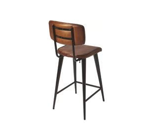 Chaise de comptoir moderne avec structure en métal, assise rembourrée confortable et dossier de soutien pour îlot de cuisine ou petit-déjeuner - Product Image 3