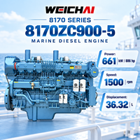 Moteur diesel marin WEICHAI 8170ZC900-5 661 kW 886 CV 1500 tr/min 36,3 L 8 cylindres pour navire de marchandises, bateau de pêche, remorqueur