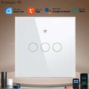Saklar Sentuh Dinding Wifi Pintar Tuya Baru Tanpa Kabel Netral Diperlukan Kontrol Jarak Jauh Nirkabel Saklar EU 1-4Gang untuk Alexa Google Home - Product Image 4