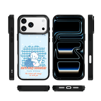 Coque de téléphone AG Feeling Black Edge avec motif chat en laine bleue dorée pour iPhone 17, 17 Pro Max, 16 Pro, 15 – Coque magnétique